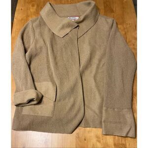 BEYOND THREADS Camel Brown Alpaca and Wool Cardigan Sweater-Size Large-EUC